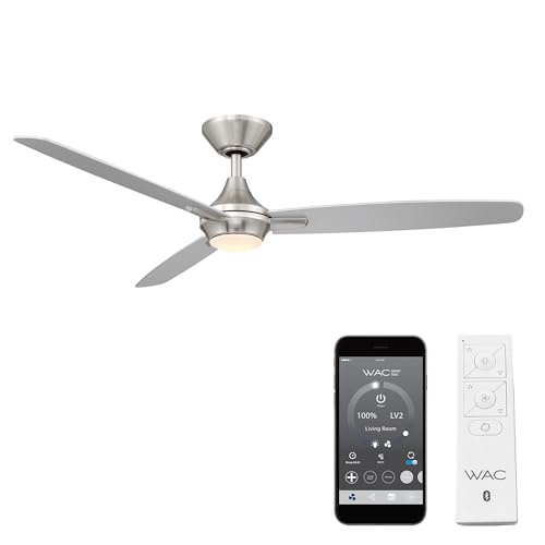 WAC Lighting Blitzen 3-Blade Aluminum Smart Ceiling Fan in Brushed Nickel - Image 1
