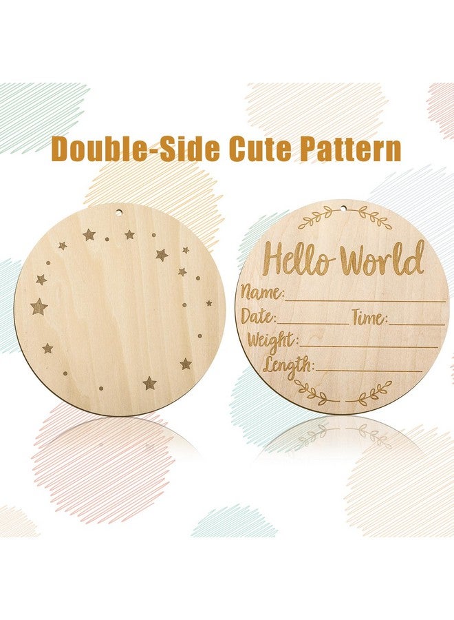 SAVITA علامة إعلان مولود خشبية، 5.9 بوصة مرحبًا بالعالم علامة ولادة حديثي الولادة مع وسادة حبر وأقلام تعليمية لاسم الحضانة، عيد الميلاد، حفلات استقبال المواليد، Props الصور - Image 3