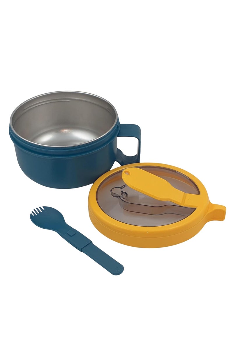 Brain Giggles BrainGiggles Portable Ramen Soup Bowl 850ml with Lid and Handles for Kids and Adults Food Container - Yellow - Image 1