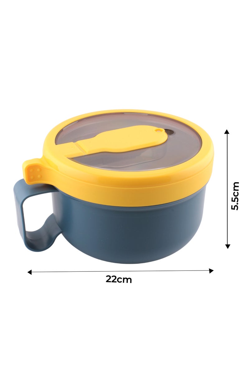Brain Giggles BrainGiggles Portable Ramen Soup Bowl 850ml with Lid and Handles for Kids and Adults Food Container - Yellow - Image 5
