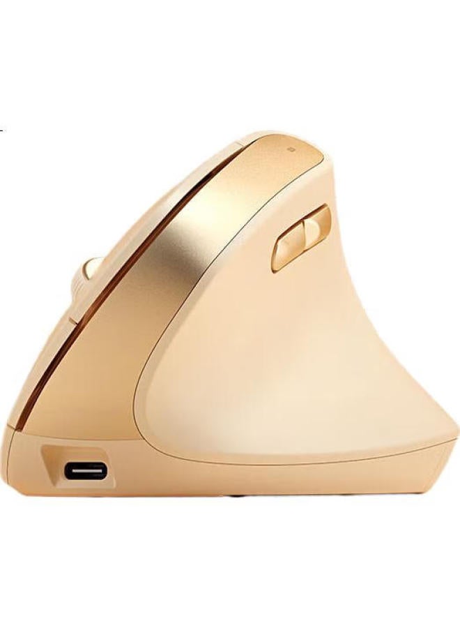 B.O.W Hangshi Mw190L Ergonomic Rechargeable Wireless Mouse For Laptop And Desktop Computer, Office And Home Use, Suitable For Small And Medium Hands, Vertical Standing Design, Milk Tea Color - Image 1