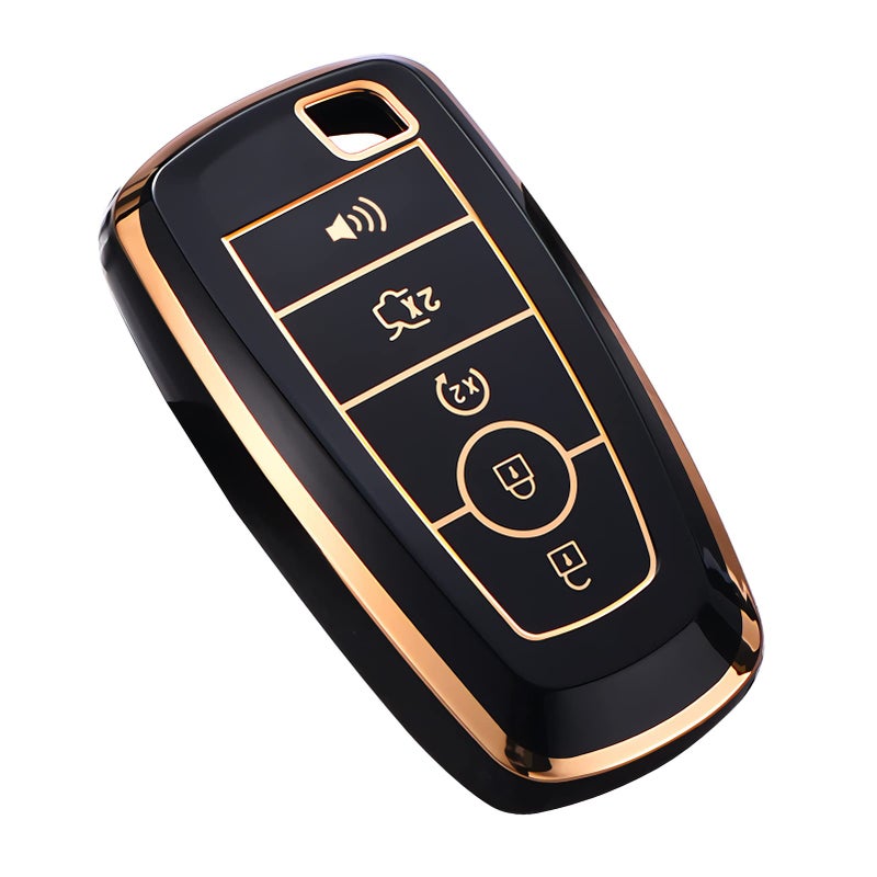 غطاء مفتاح كاكاسار لفورد لسيارات إكسبلورر برونكو إيسكايب إيدج إكسبيديشن موستانج F150 فيوجن رينجر لينكولن حماية كاملة من TPU الناعم الأسود