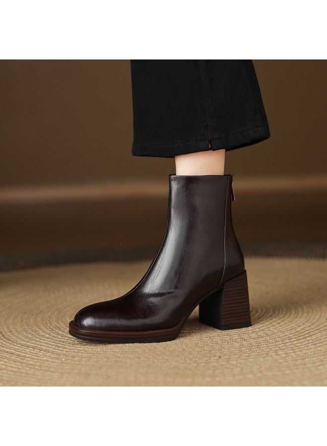 AME Minimalist Block Heel Ankle Boots 2025 New Style Elegant Commute Fashion Boots Slimming High Heels Chic Ankle Boots For Women - Image 5