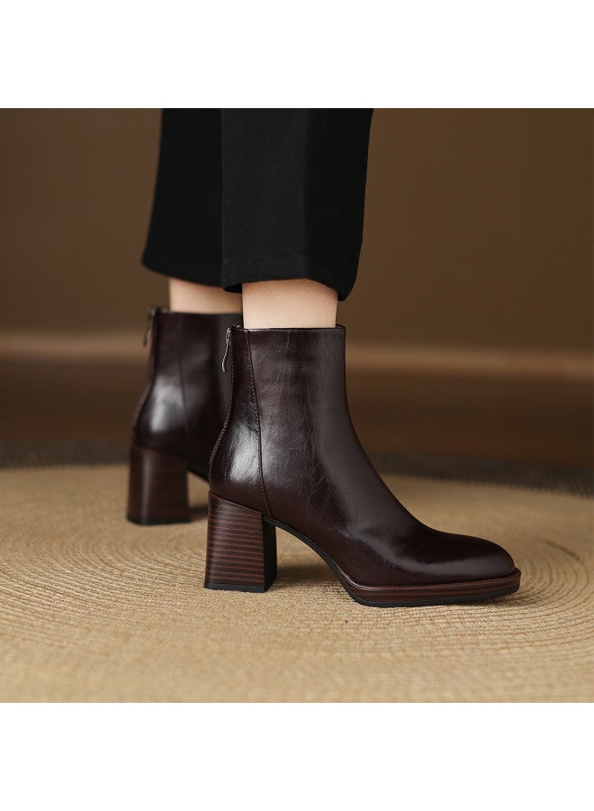 AME Minimalist Block Heel Ankle Boots 2025 New Style Elegant Commute Fashion Boots Slimming High Heels Chic Ankle Boots For Women - Image 2