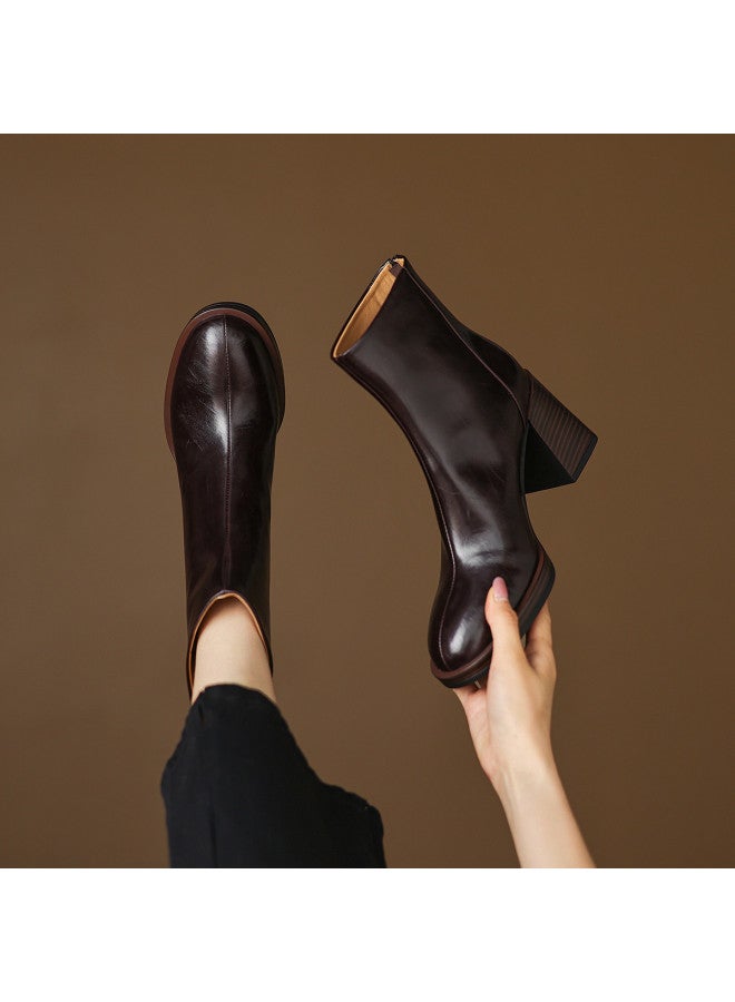 AME Minimalist Block Heel Ankle Boots 2025 New Style Elegant Commute Fashion Boots Slimming High Heels Chic Ankle Boots For Women - Image 3
