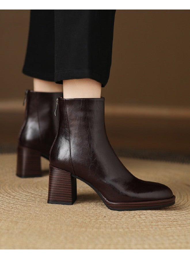AME Minimalist Block Heel Ankle Boots 2025 New Style Elegant Commute Fashion Boots Slimming High Heels Chic Ankle Boots For Women - Image 1