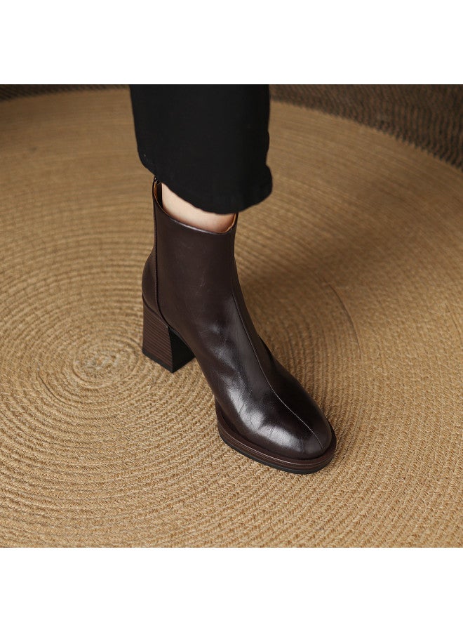 AME Minimalist Block Heel Ankle Boots 2025 New Style Elegant Commute Fashion Boots Slimming High Heels Chic Ankle Boots For Women - Image 4