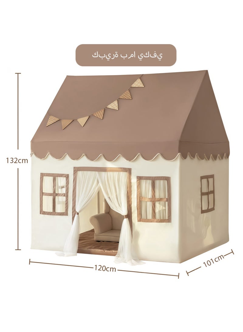 Leon Home Large Kids Playhouse Tent with Soft Mat and Bunting Flags, Indoor Castle Bed Tent for Boys and Girls, Toddler Play Tent for Indoor Fun - Image 3
