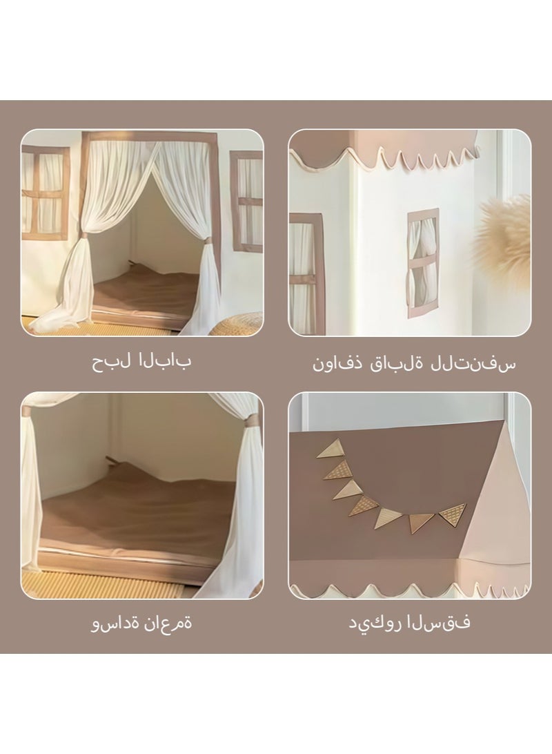 Leon Home Large Kids Playhouse Tent with Soft Mat and Bunting Flags, Indoor Castle Bed Tent for Boys and Girls, Toddler Play Tent for Indoor Fun - Image 4