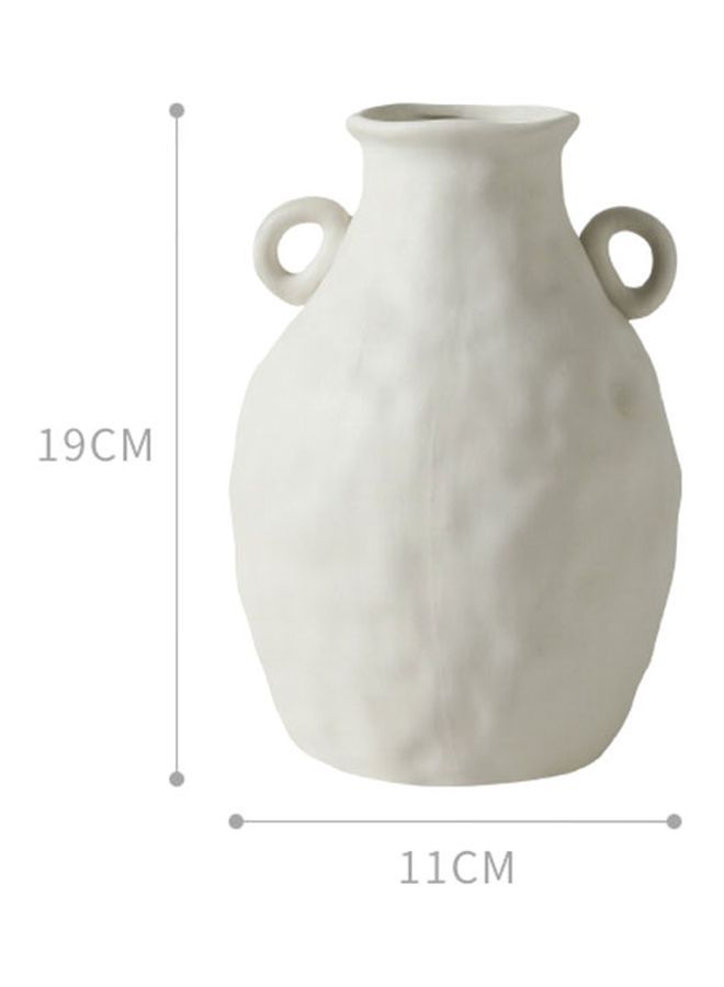 Ceramic Flower Vase White 19x11cm - Image 2