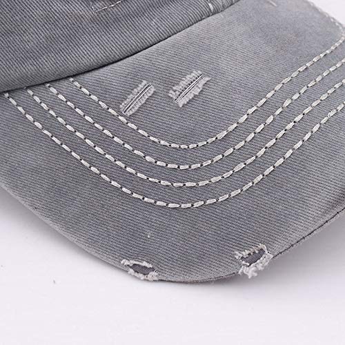 Pogah Distressed Ponytail Hat for Women American-Flag Pony Tail Caps High Bun Grey - Image 4