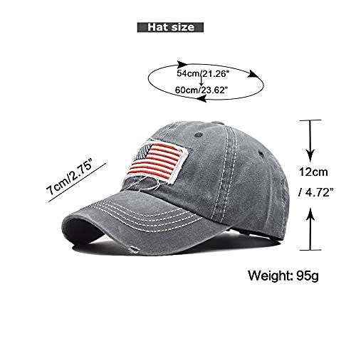 Pogah Distressed Ponytail Hat for Women American-Flag Pony Tail Caps High Bun Grey - Image 3