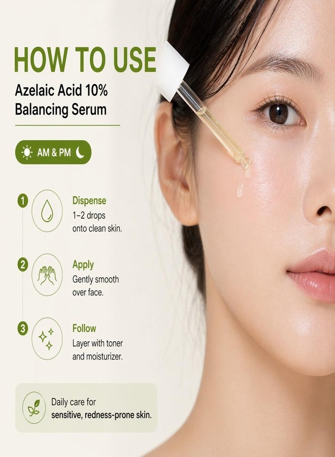 daymellow Azelaic Acid 10% Balancing Serum for Face - Redness Relief & Acne Scar Treatment with Cica, Ectoin, Niacinamide - Soothing Facial Serum for Sensitive Skin, 1.01 fl oz - Image 5