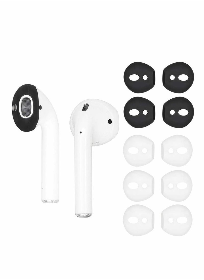 Y&D - 5 Pairs Silicone Earbuds for AirPods 2, Ultra Thin Slim Rubber Ear Tips Gels Anti-Slip Cover, Compatible with Apple 2 (2 Black, 3 White, Fit in The Charging Case) - Image 1