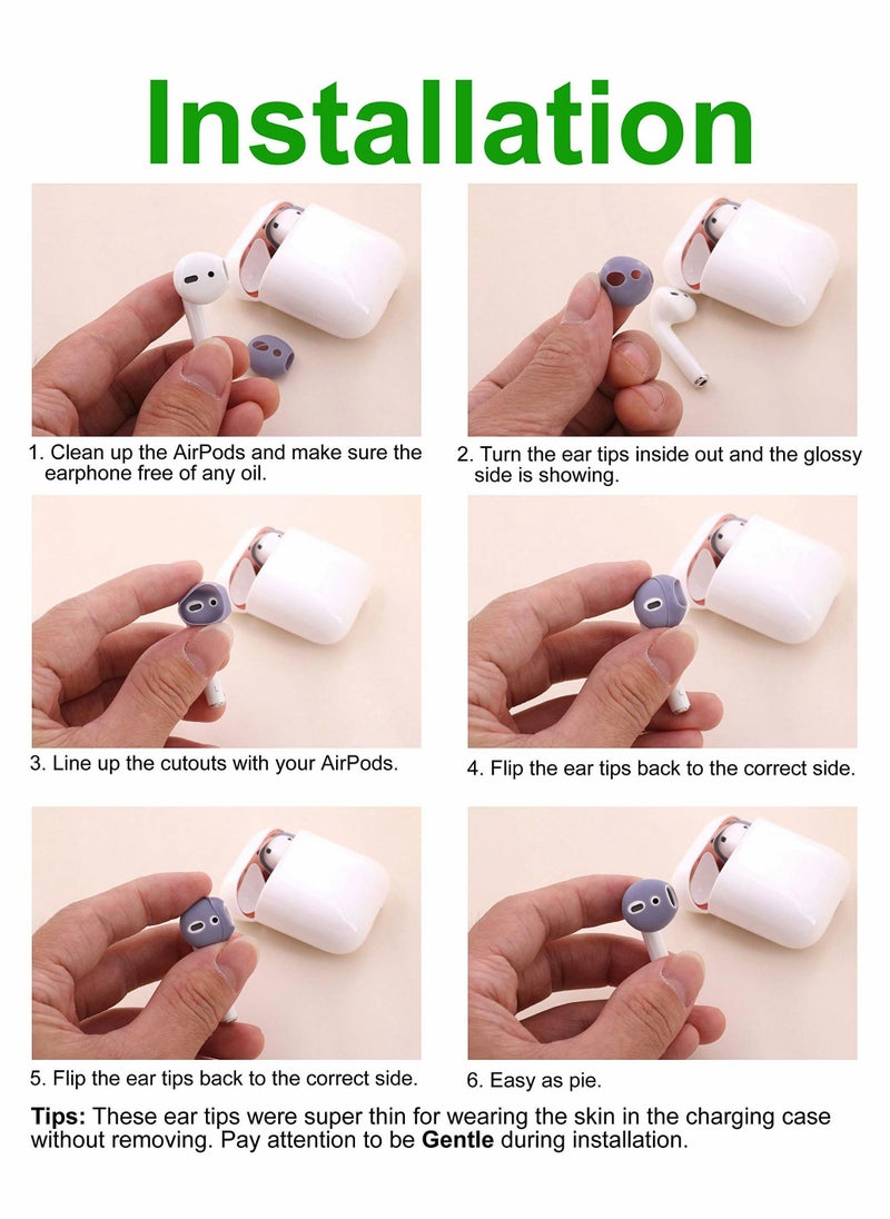 Y&D - 5 Pairs Silicone Earbuds for AirPods 2, Ultra Thin Slim Rubber Ear Tips Gels Anti-Slip Cover, Compatible with Apple 2 (2 Black, 3 White, Fit in The Charging Case) - Image 1