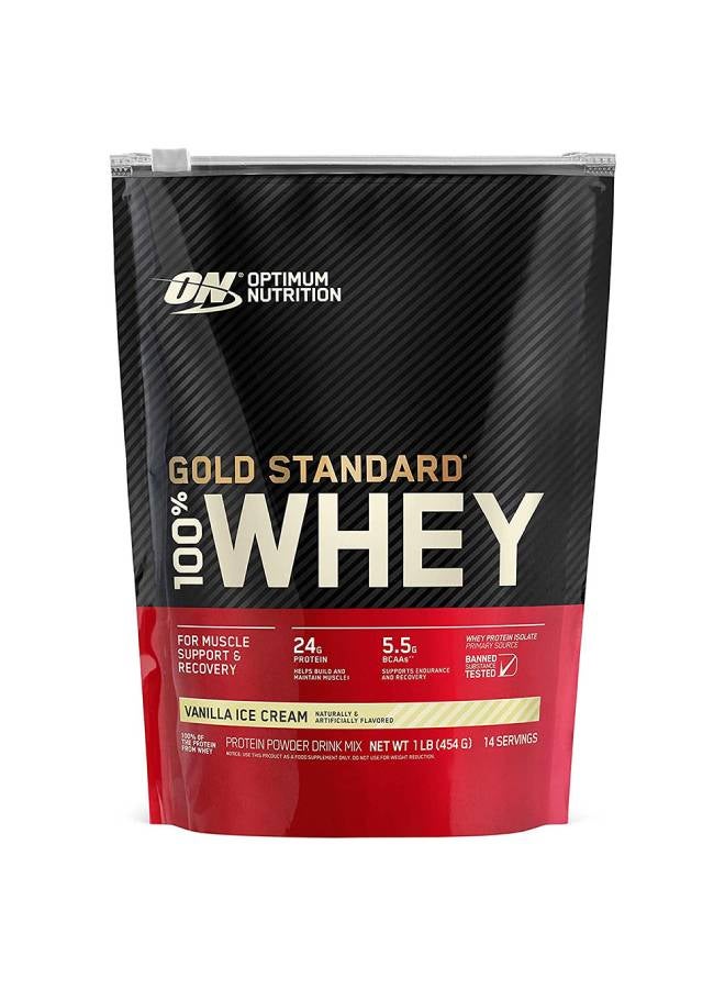 أوبتيموم نيوتريشن بروتين مصل اللبن جولد ستاندرد بنكهة آيس كريم الفانيليا - 454 جراماً - Image 1