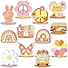 RattanView 12 Pcs Groovy Party Decorations Groovy Centerpieces for Tables Two Birthday Party Favors Hippie Bohemian Wooden Signs for Table Retro Rainbow Daisy Bus Table Topper - Image 3