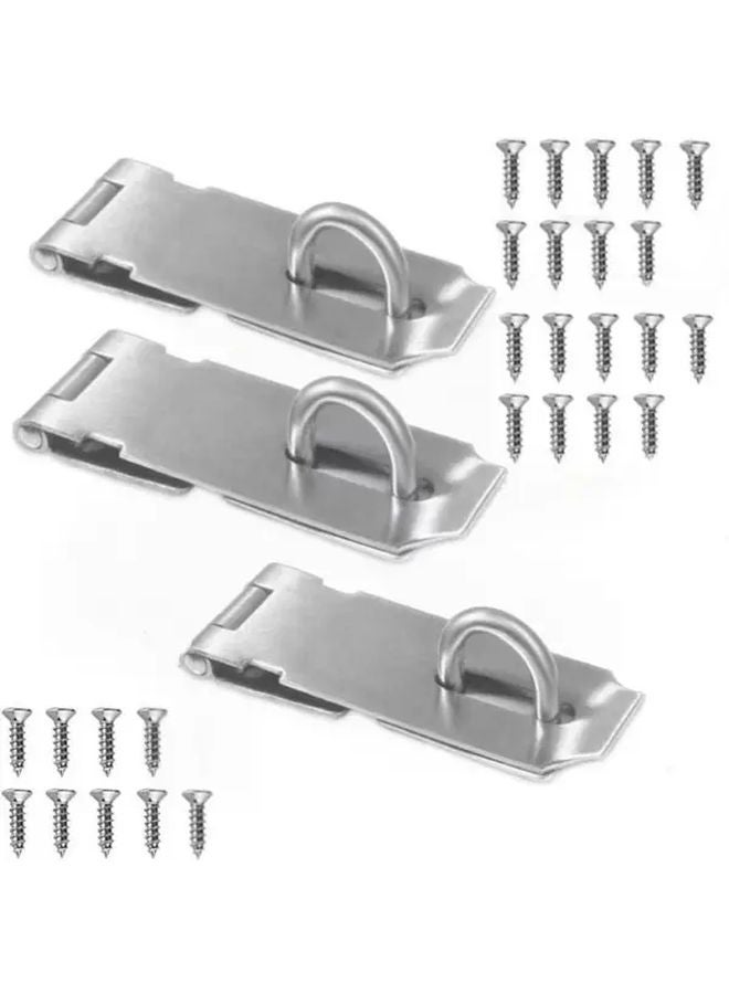 3 Inch Heavy Duty Stainless Steel Door Lock Hasp Latch 3 Pcs Silvery Brushed Finish - Image 2