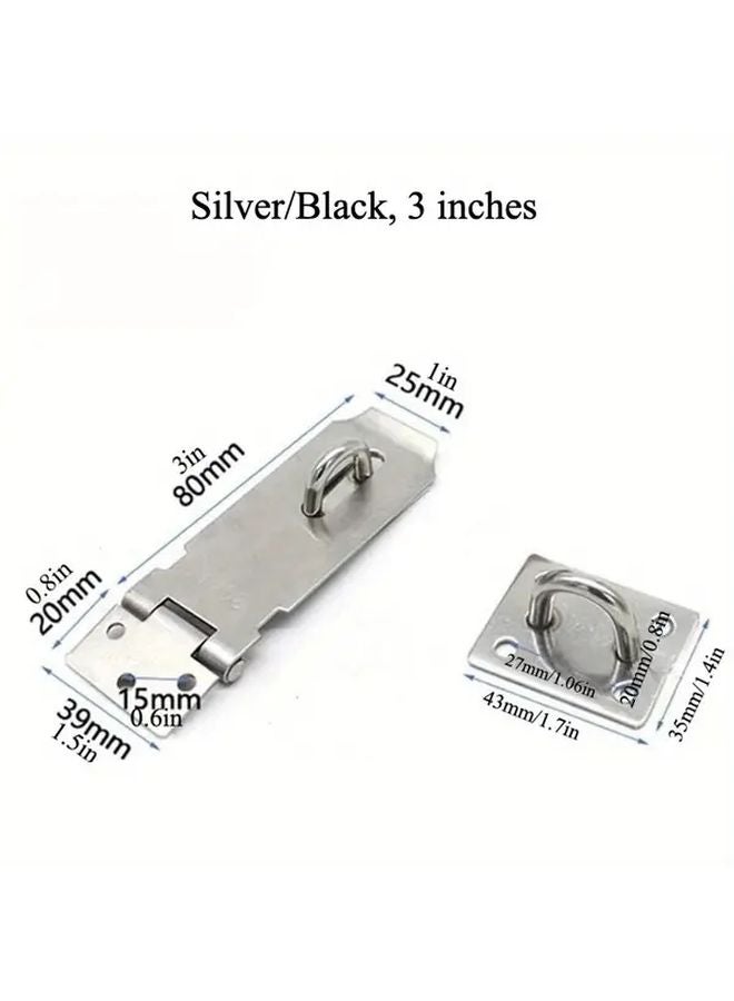3 Inch Heavy Duty Stainless Steel Door Lock Hasp Latch 3 Pcs Silvery Brushed Finish - Image 4