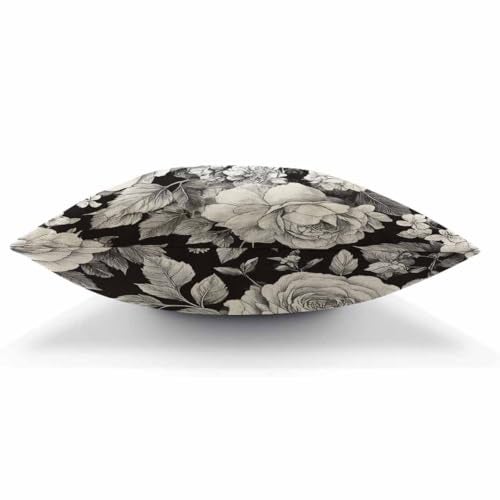 AOYEGO Black White Rose Throw Pillow Cover Floral Bouquet Botanical Plant Nature Leaves Bloom Wild Flowers Petal Daisy Pillow Case 18x18 Inch Decorative Men Women Room Cushion Cover for Home - Image 5
