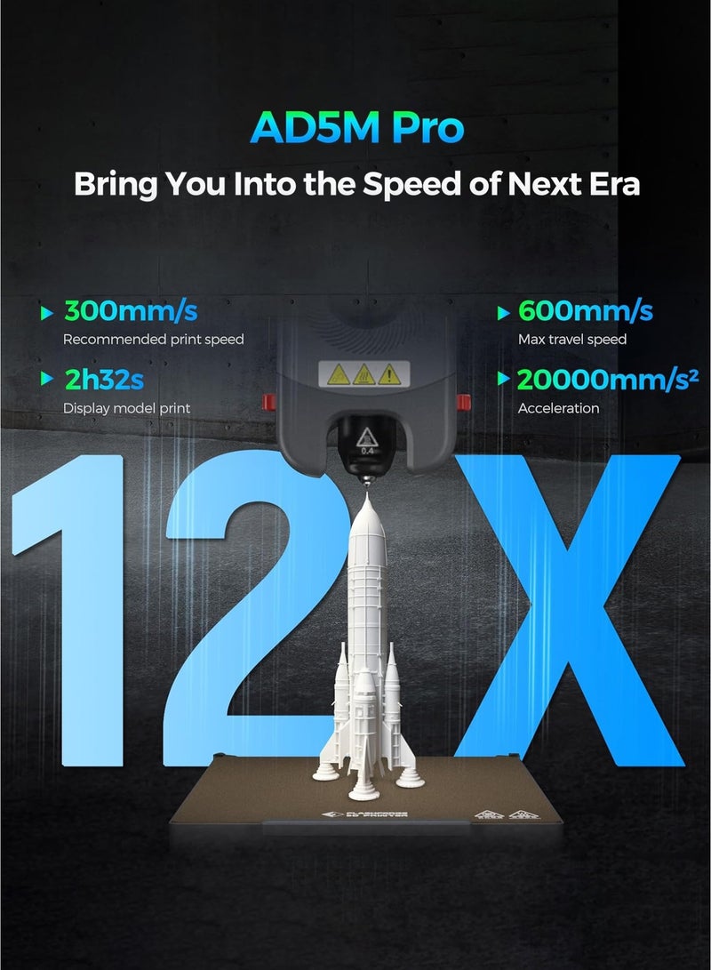 فلاش فورج طابعة ثلاثية الأبعاد Adventurer 5M Pro بنظام الطباعة التلقائية بنقرة واحدة، سرعة عالية 600 مم/ثانية، فوهة قابلة للفصل بسرعة بدرجة حرارة 280°C، هيكل Core XY معدني بالكامل، طابعة ثلاثية الأبعاد متعددة الوظائف بحجم 220x220x220 مم - Image 4