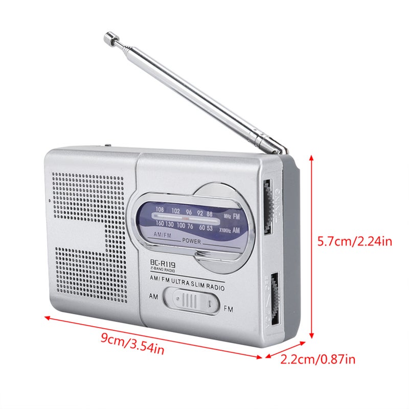 مكبر صوت ومستقبل راديو متعدد الوظائف صغير الجيب AM FM BCR119 مع هوائي قابل للاستبدال - Image 5