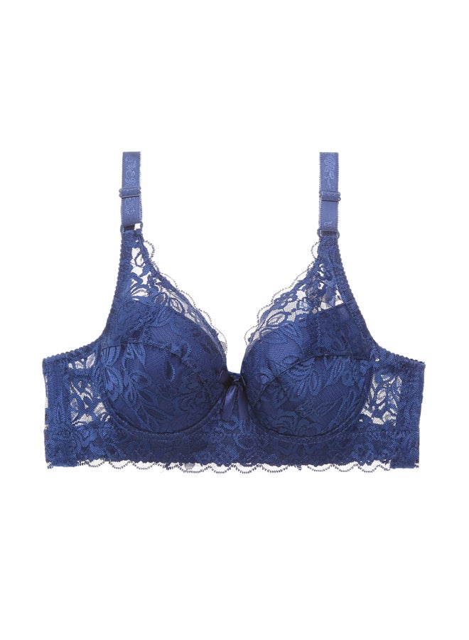 Lace Trimmed Push Up Underwire Bra Plus Size Adjustable Side Slimming Design Underwear Thin Cotton Cups Breathable Mesh Bra  - Image 1