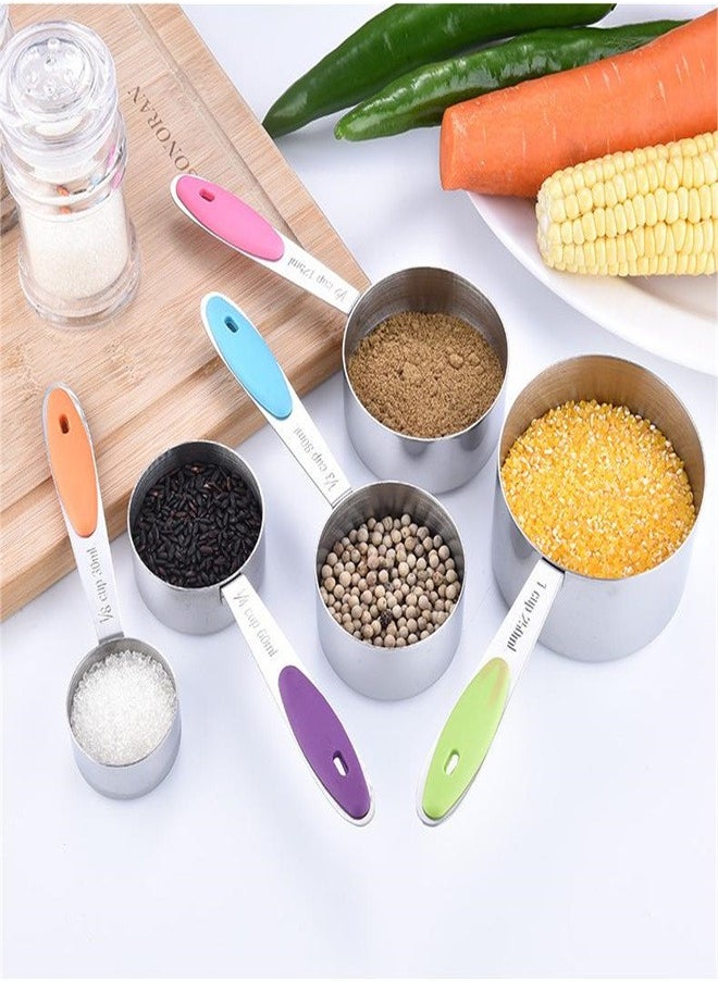 10 Piece Stainless Steel Measuring Cups And Spoons Set For Cooking And Baking Multicolour