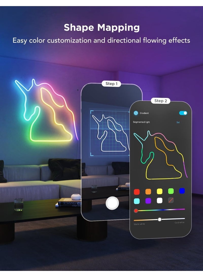 بانفيل حبل إضاءة نيون RGB بطول 5 أمتار - مزامنة موسيقية، شريط LED مرن يمكنك صنعه بنفسك لغرفة الألعاب وغرفة النوم وديكور الحائط - Image 2