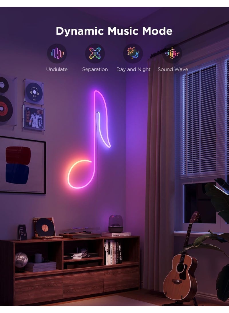 بانفيل حبل إضاءة نيون RGB بطول 5 أمتار - مزامنة موسيقية، شريط LED مرن يمكنك صنعه بنفسك لغرفة الألعاب وغرفة النوم وديكور الحائط - Image 5