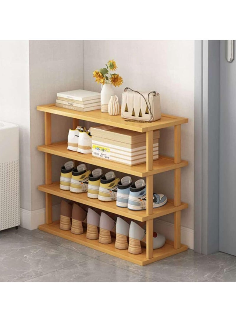 LINGWEI Shoe Rack Bamboo Shoe Stand 4-Tier Free Standing Bamboo Shoe Organizer Wooden Shoe Cabinet Entryway Shoe Tower Shelf Boot Storage Shelf For Home Office Shoe Rack  - Image 2