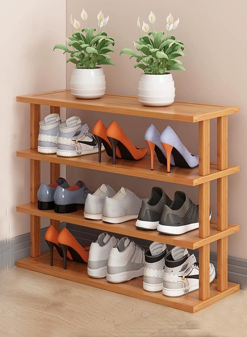 LINGWEI Shoe Rack Bamboo Shoe Stand 4-Tier Free Standing Bamboo Shoe Organizer Wooden Shoe Cabinet Entryway Shoe Tower Shelf Boot Storage Shelf For Home Office Shoe Rack  - Image 4