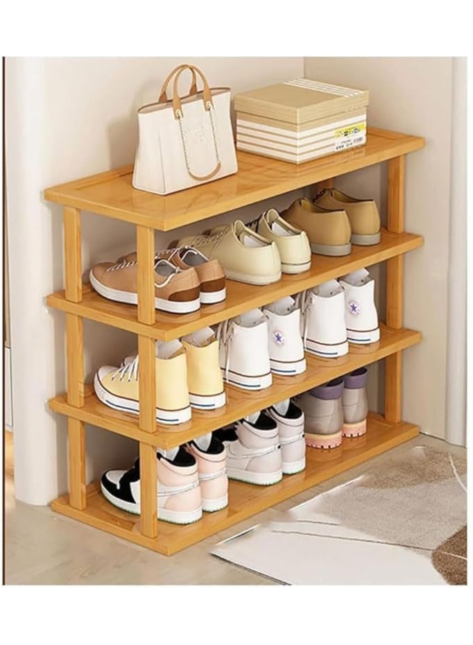 LINGWEI Shoe Rack Bamboo Shoe Stand 4-Tier Free Standing Bamboo Shoe Organizer Wooden Shoe Cabinet Entryway Shoe Tower Shelf Boot Storage Shelf For Home Office Shoe Rack  - Image 5