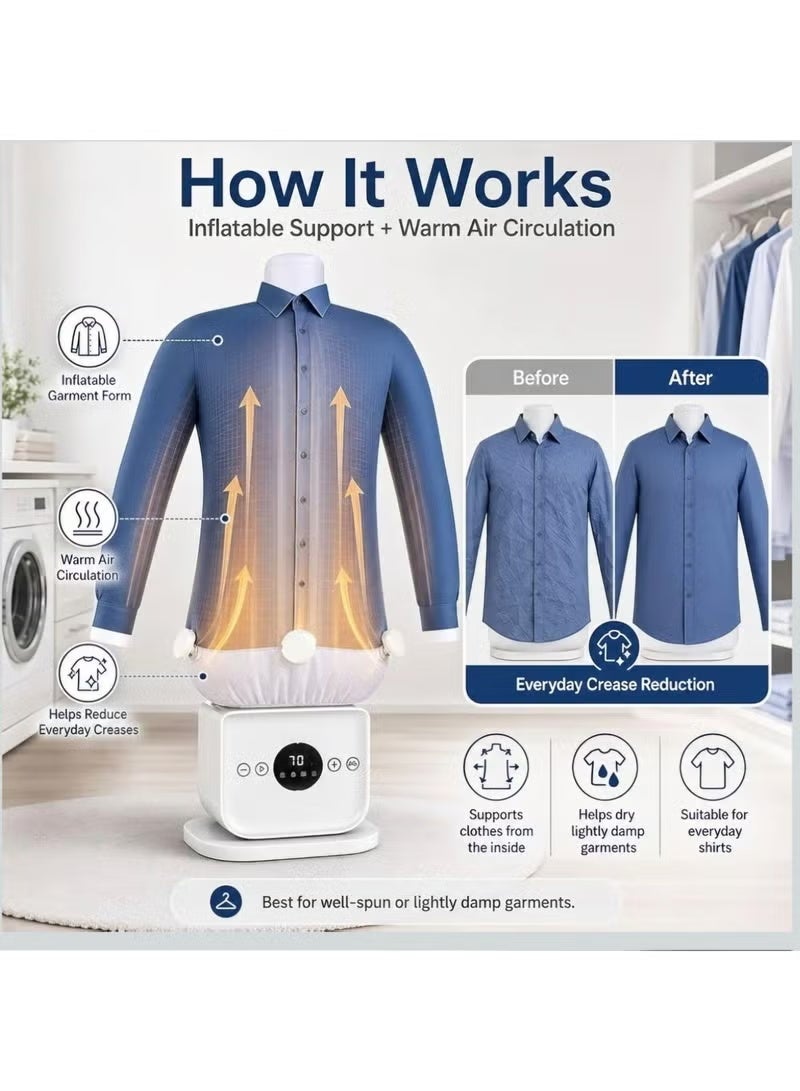 Clothes Ironing 3-in-1 Automaticand Drying Machine for Shirts, Pants and Shoes – Smart Inflatable Garment Dryer with Digital Control - Image 4