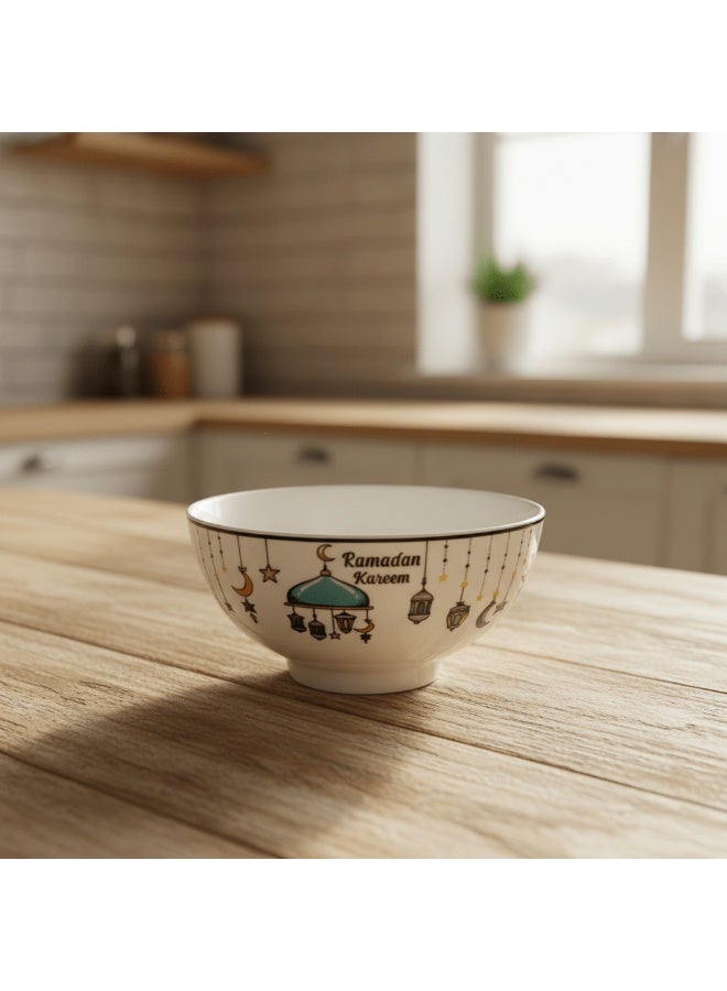 أي كي دي سي وعاء تقديم سيراميك أبيض من مجموعة رمضان من AKDC - تصميم أنيق وبسيط، 11 × 5.5 سم - Image 2