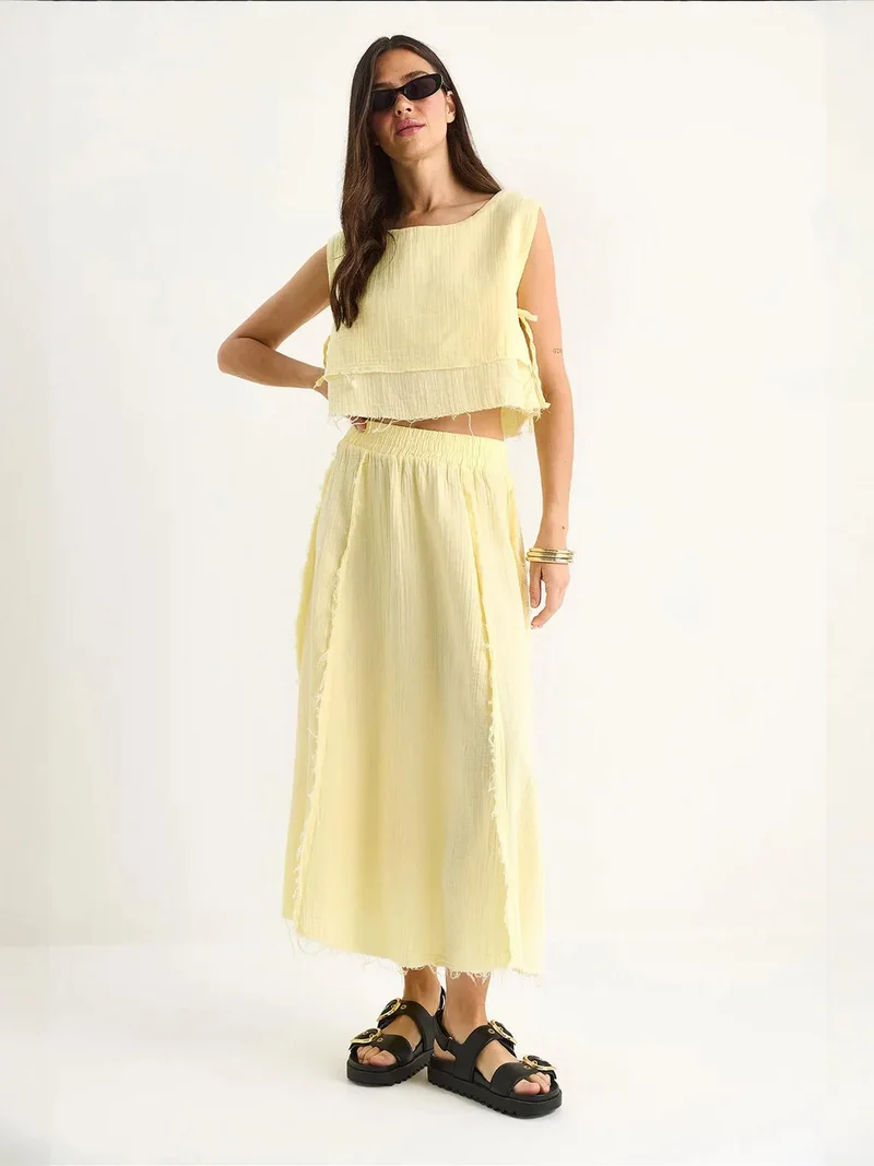 بيانكو لوتشي طقم تونيك قطني مزخرف وبنطلون واسع من لوتشي