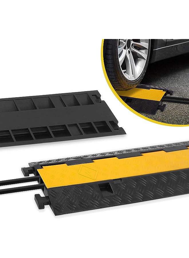 Pyle Cable Ramp Protective Cover - 2,000 lbs Max Heavy Duty Hose & Cable Track Protector w/Flip-open Top Cover & 2 Channel Groove Design - Cable Concealer for Outdoor & Indoor Use - Pyle PCBLCO26  - Image 1