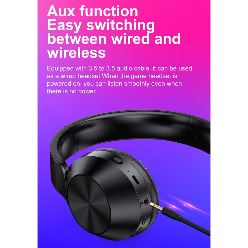 Headset BT Headset Wireless Heavy Bass Gaming Headset BT+FM+T card+3.5mm wired 4 in 1 300mAh - Image 3