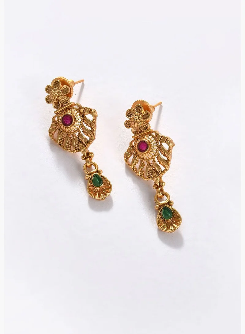 SOHI Gold Plated Designer Stone Necklace Set