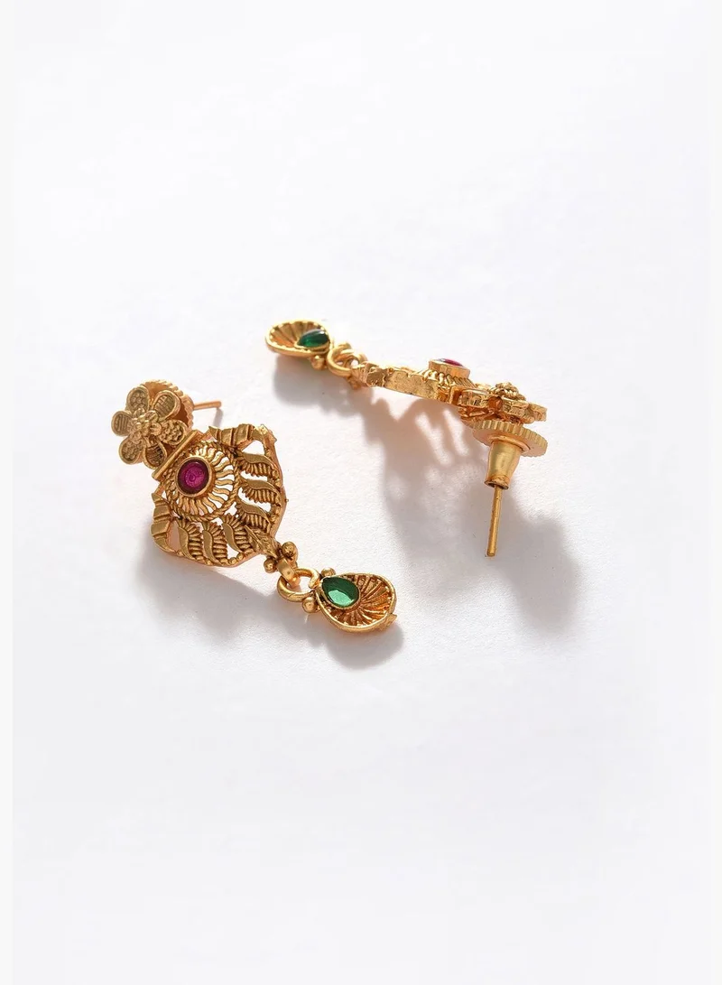 SOHI Gold Plated Designer Stone Necklace Set