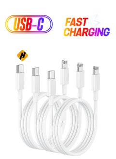 3ft USB C to Lightning Cable - 6ft, Pack of 3