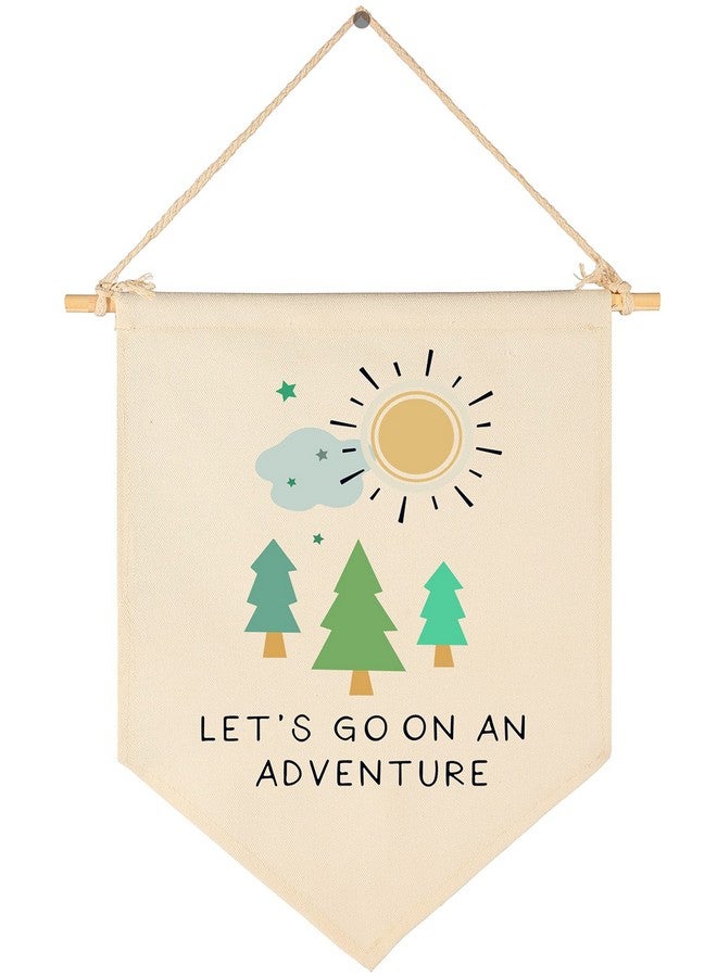 FYSIA Let's Go On an Adventure-Forest Adventure Nursery Art- Canvas Hanging Pennant Flag Banner Wall Sign Decor Gift for Nursery Baby Kids Girl Boy Teen Bedroom Playroom Front Door- Birthday Christmas Gift - Image 1