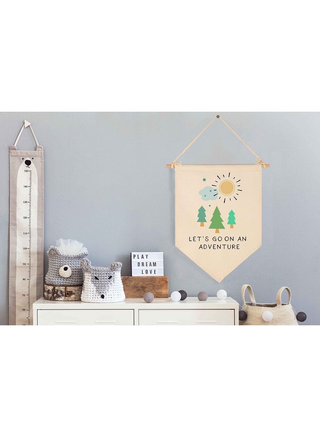 FYSIA Let's Go On an Adventure-Forest Adventure Nursery Art- Canvas Hanging Pennant Flag Banner Wall Sign Decor Gift for Nursery Baby Kids Girl Boy Teen Bedroom Playroom Front Door- Birthday Christmas Gift - Image 2