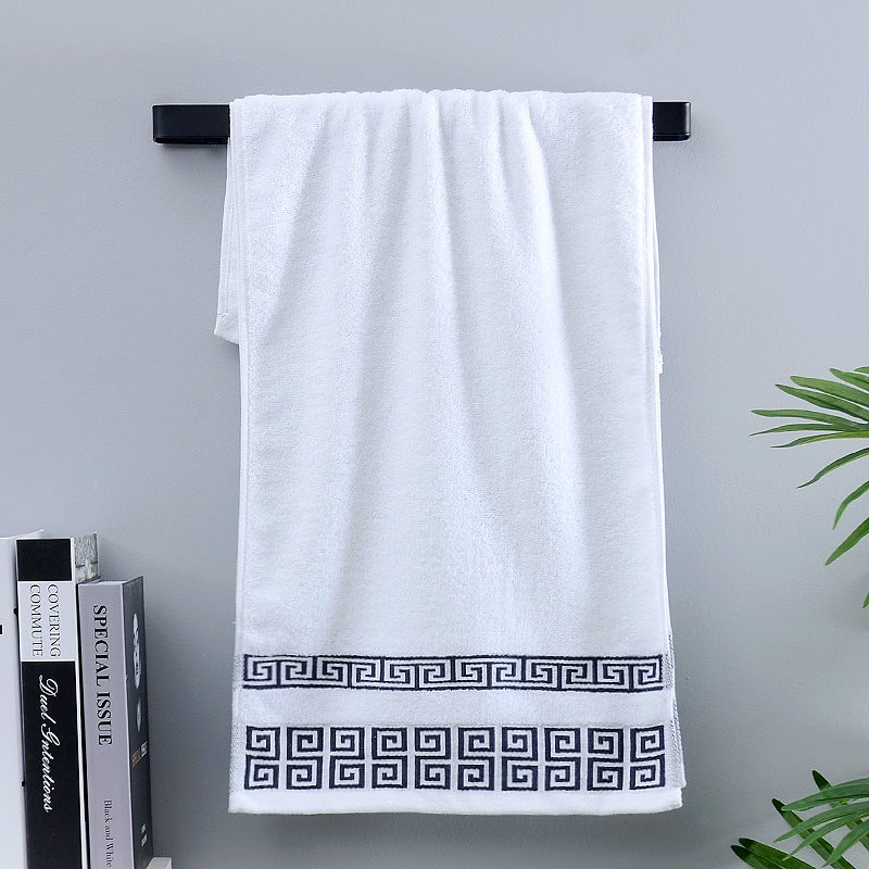 general Men's Cotton Face Towel Dark Blue Jacquard Pattern Soft Absorbent Bath Towel for Home and Travel - Image 1