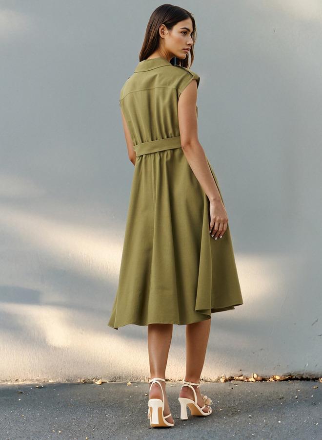 ايكونيك فستان قميص عملي أيقوني بحزام - Image 3