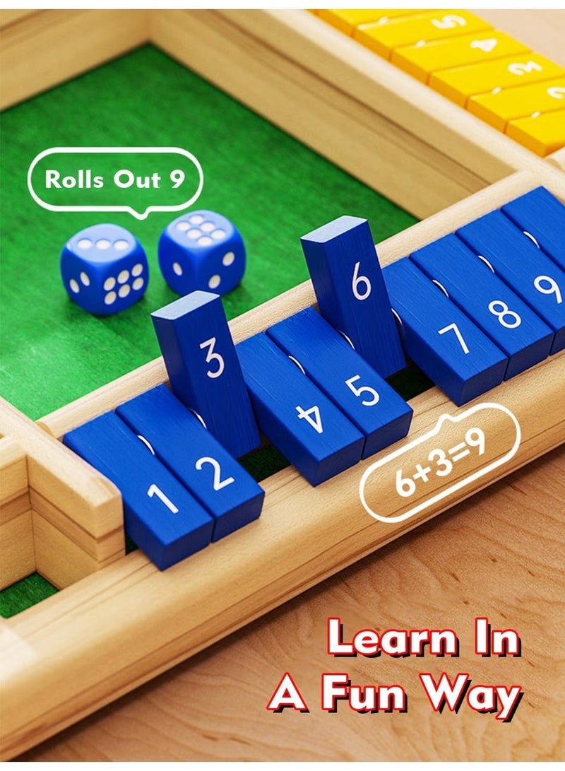 Toy Box Wooden Shut The Box Dice Game, Family Math Learning Board Game for Kids & Adults - Image 3