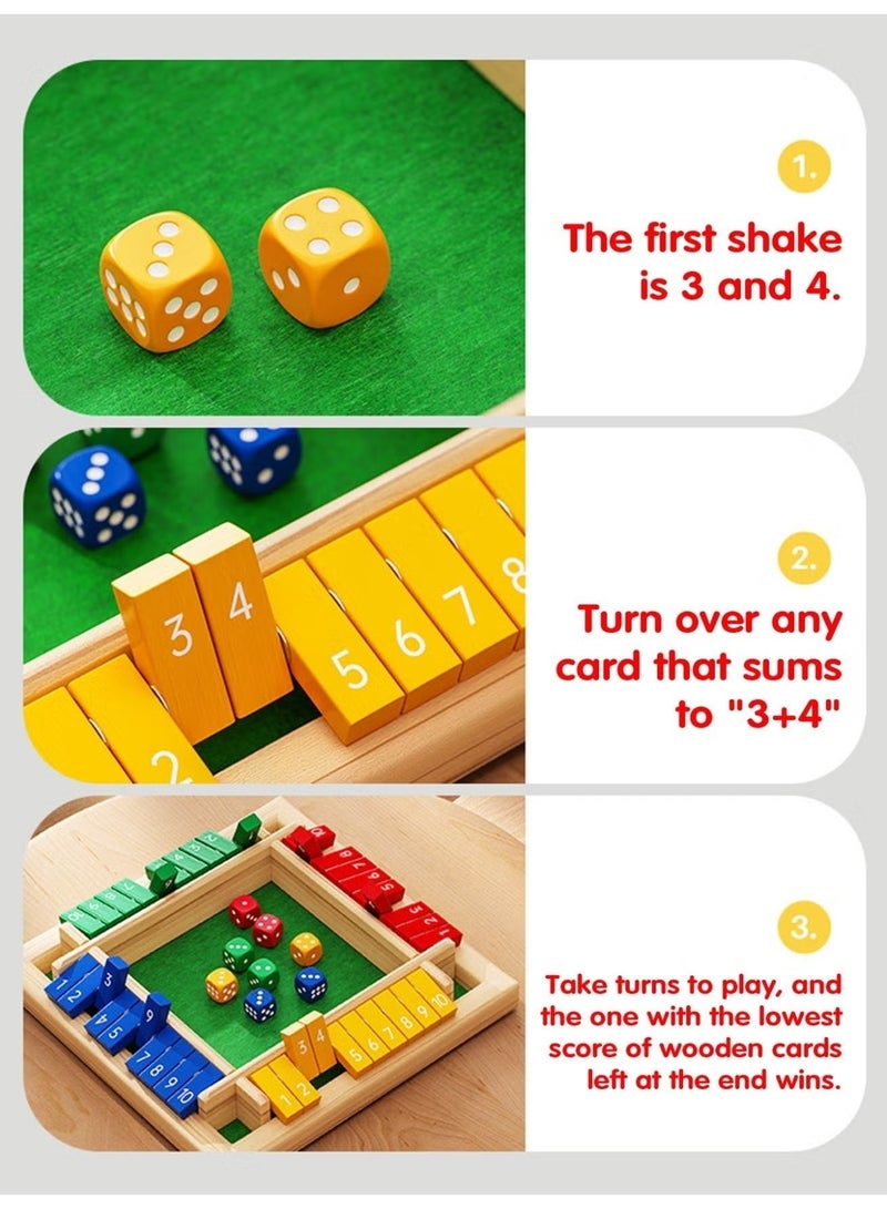 Toy Box Wooden Shut The Box Dice Game, Family Math Learning Board Game for Kids & Adults - Image 4