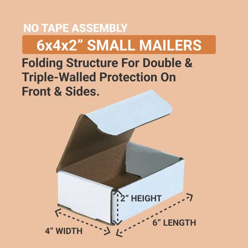 AVIDITI Shipping Boxes Small 6"L x 4"W x 2"H, 50-Pack | Corrugated Cardboard Box for Packing, Moving and Storage - Image 2