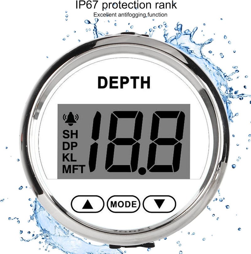 klarako Depth Sounder, 12V Anti Fog and Waterproof Depth Finder, Up to 100m, Boat Depth Finder with Transducer, 10m Cable, White Backlight, Depth Gauge for Yachts, Fishing Boats, Pontoon Boat - Image 5