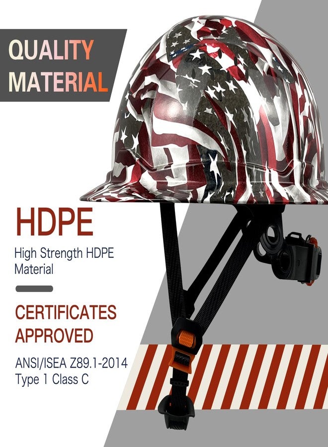 SAFEBUILDER SBD-G1C Construction Full Brim Safety Helmet HDPE Hard Hat Vented Hardhats Sunshade Carbon Fiber Pattern Industrial Work Certified ANSI/ISEA Z89.1 (B-Flag-Full Brim Hard Hats) - Image 4